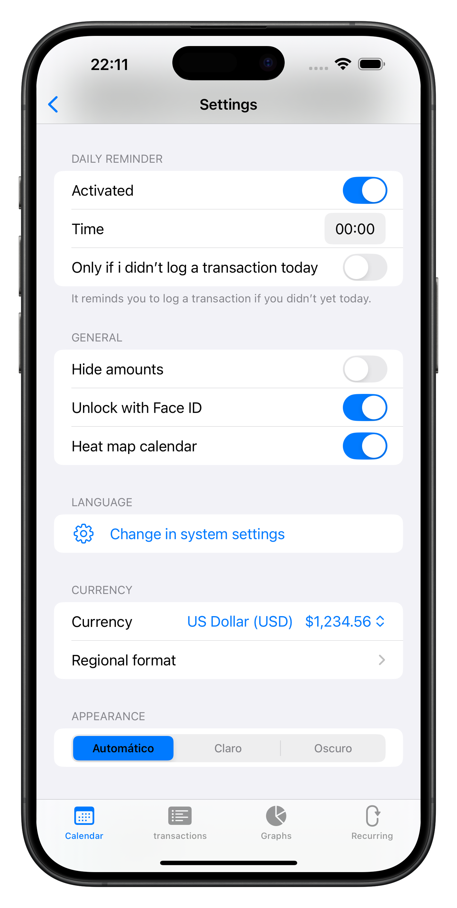 Customizable currencies, notifications, and more