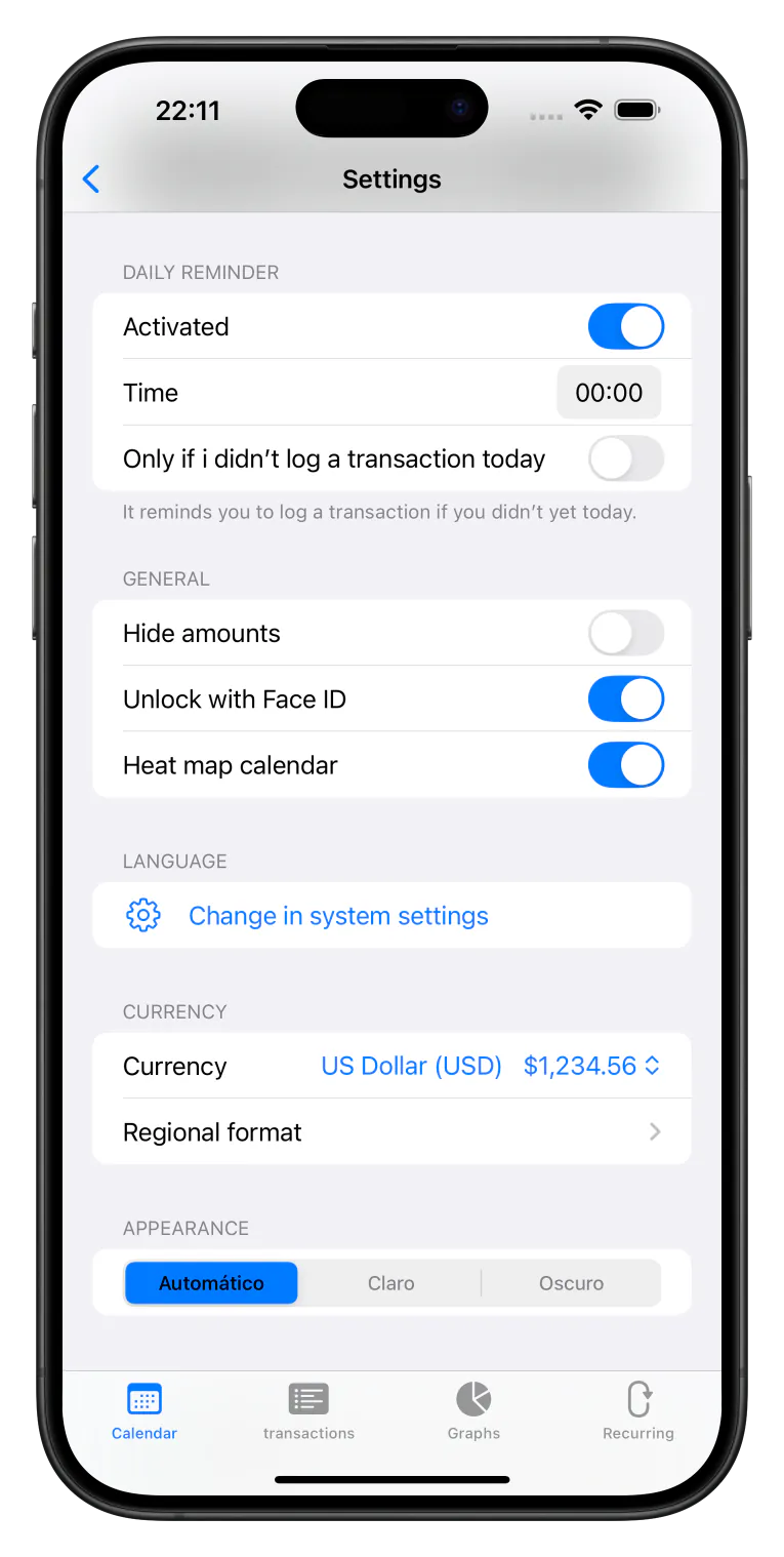 Customizable currencies, notifications, and more